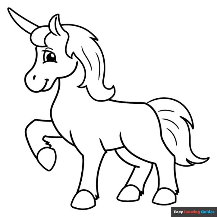 Cute Easy Unicorn Coloring Page
