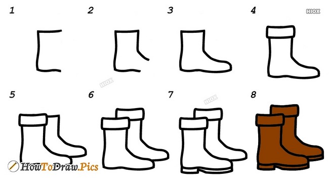 Easy Brown Boot Drawing