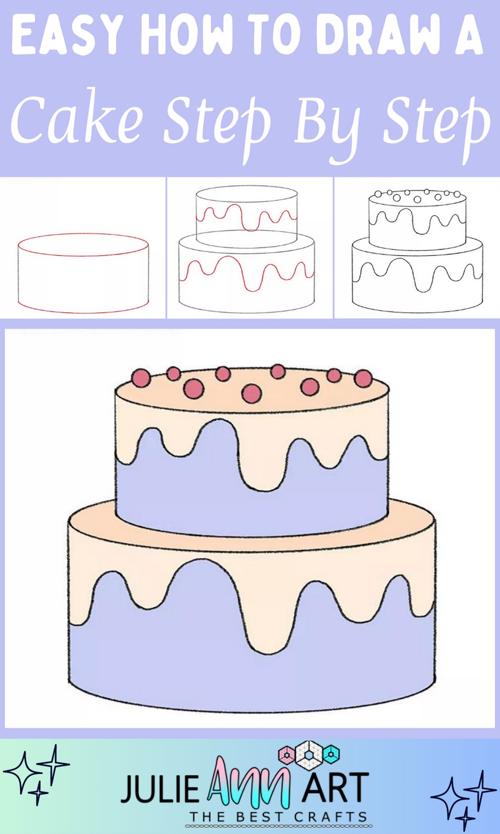 Easy How To Draw A Cake Step By Step