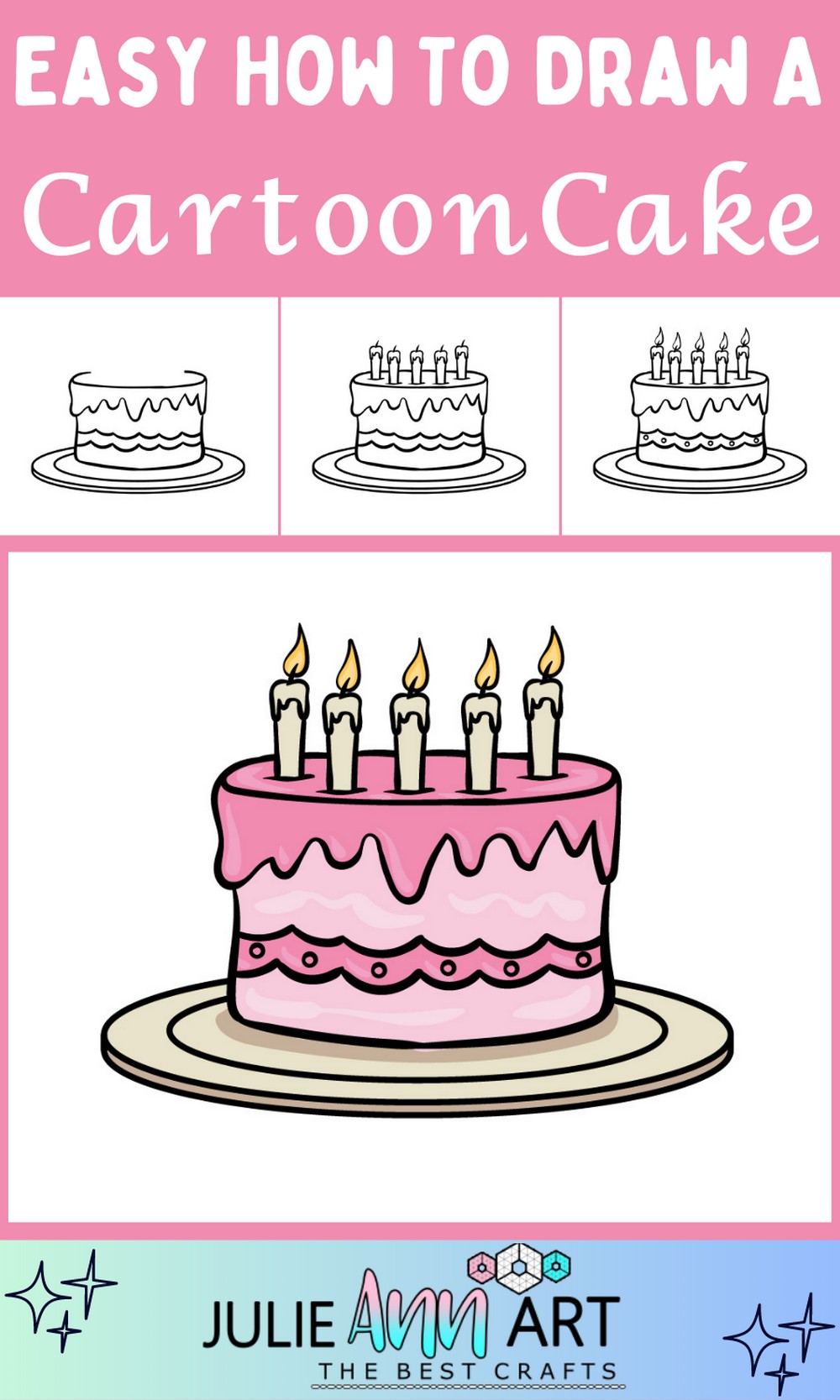 Easy How To Draw A Cartoon Cake