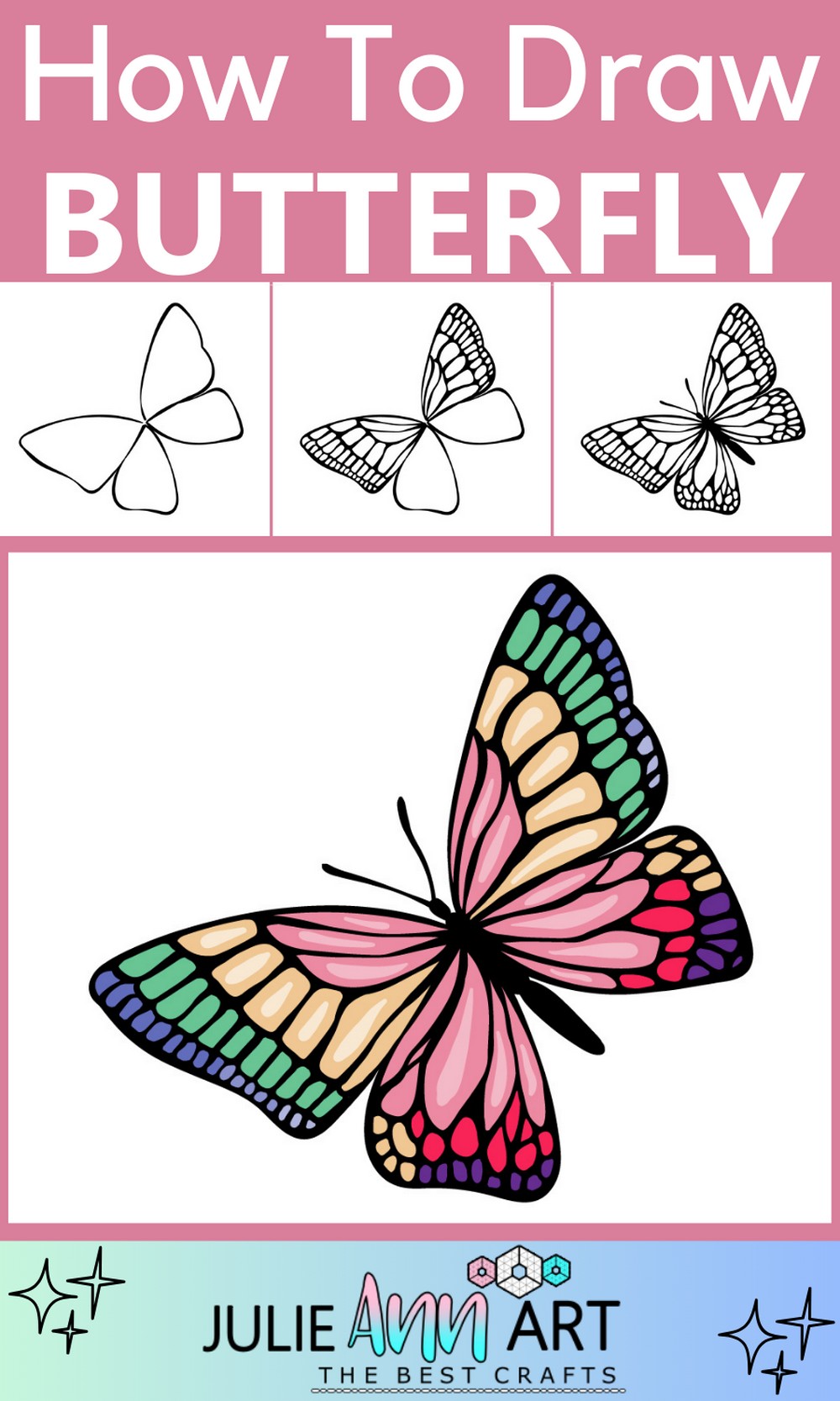 How To Draw A Colorful Butterfly