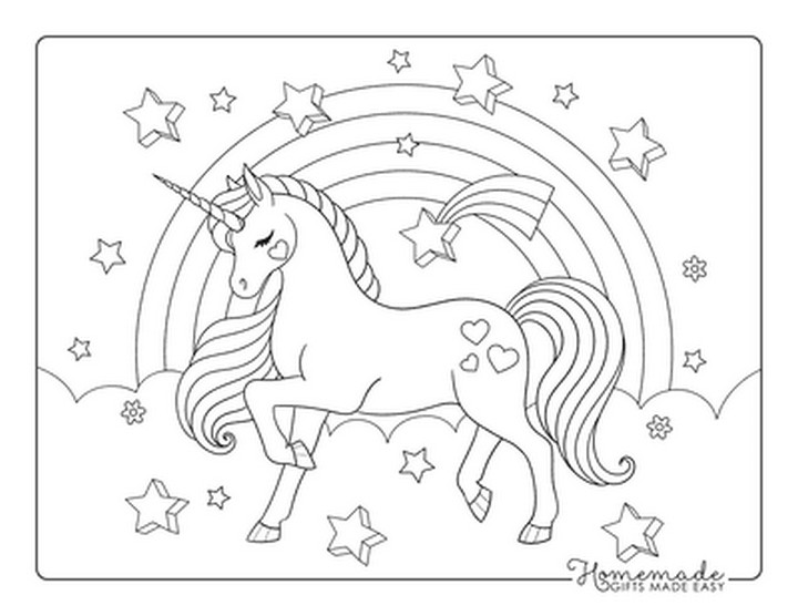 Rainbow Unicorn Coloring Page