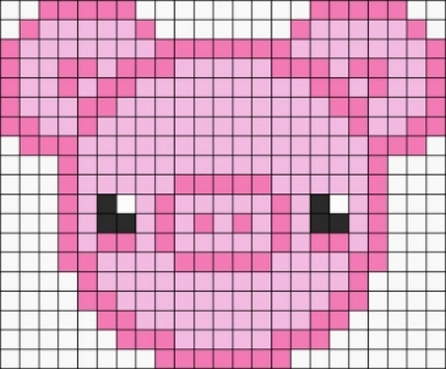 Kawaii Pig Face Perler Beads