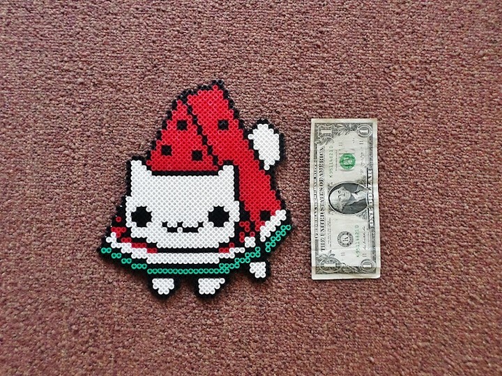 Watermelon Cat Perler Bead