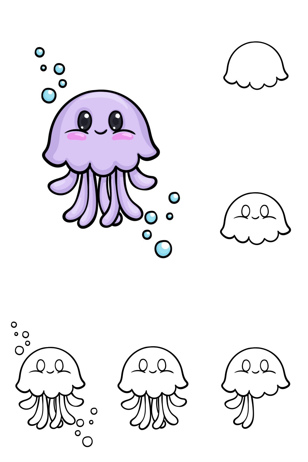 How to Draw A Cartoon Jellyfish