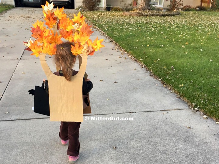 Halloween Trick Or Treating With A DIY Tree Costume