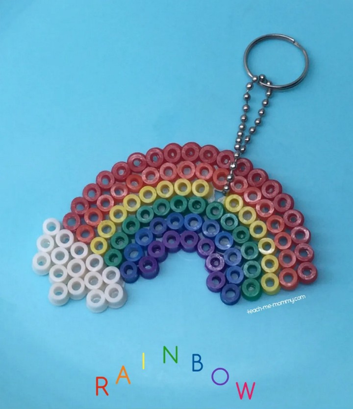 Rainbow Perler Bead Keyring