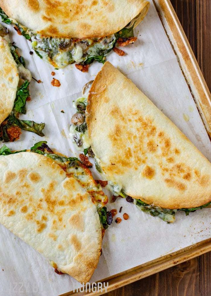 Baked Spinach Mushroom Quesadillas