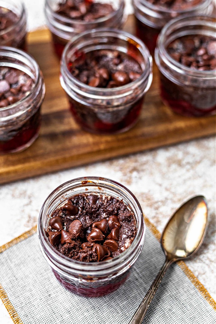 Chocolate Cherry Dump Cake in a Jar