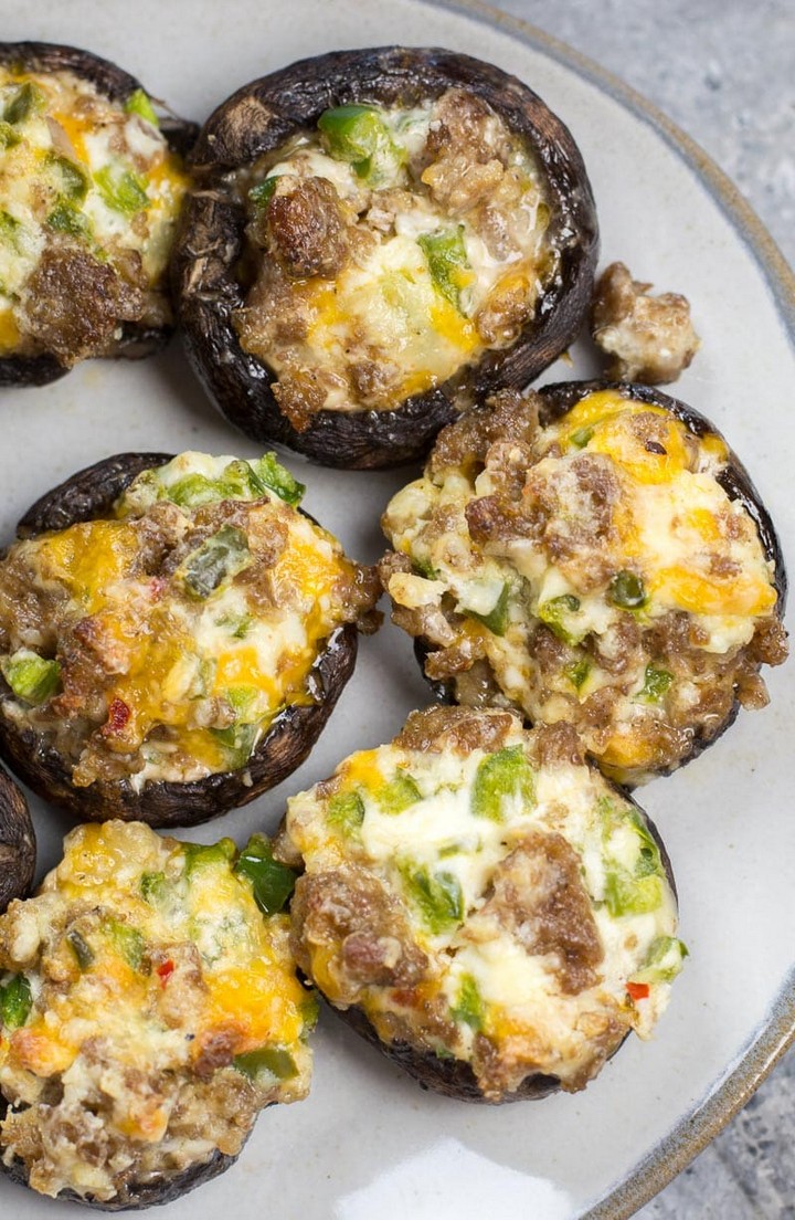 Keto Jalapeno Popper Stuffed Mushrooms