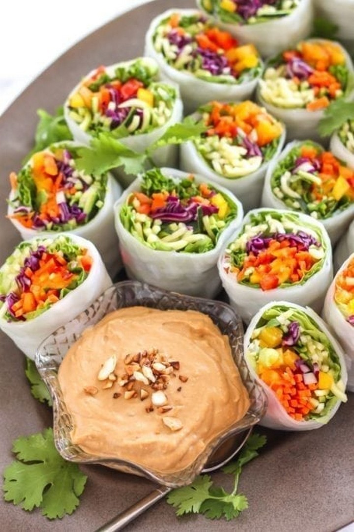 Loaded Veggie Summer Rolls With Cashew Tahini Dip
