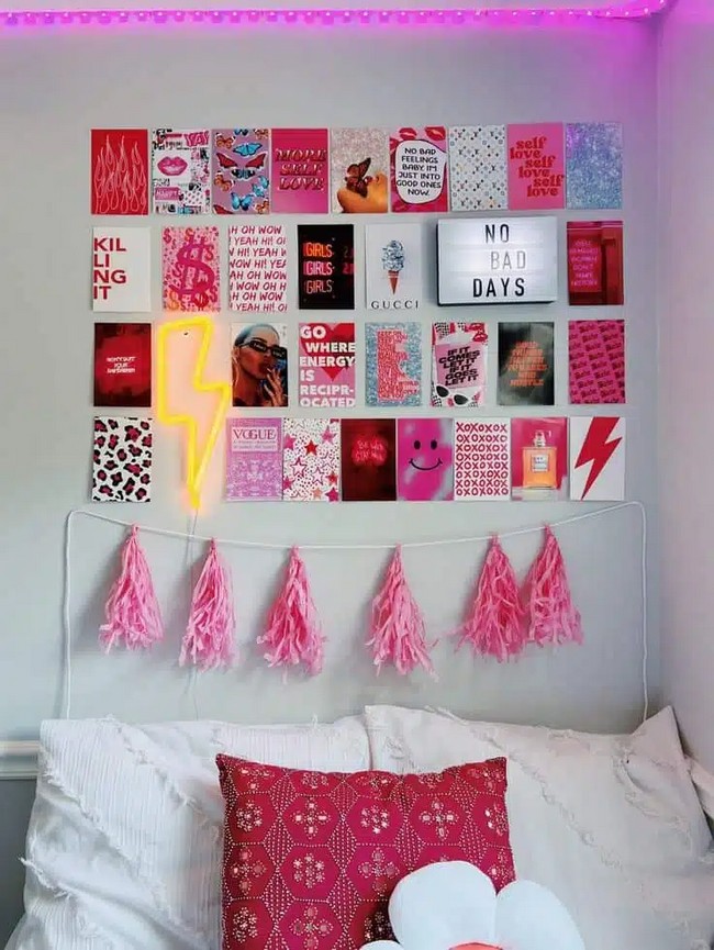 Pink Photo Collage For Bedroom
