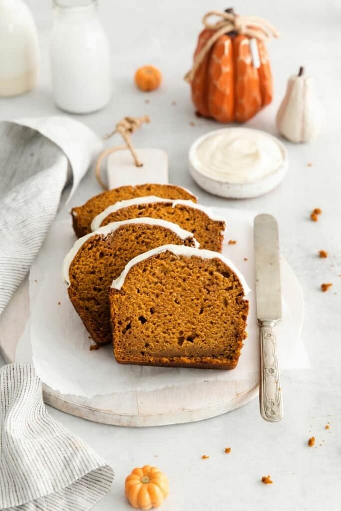 Pumpkin Bread With Cream Cheese Frosting