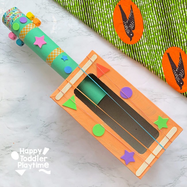 Cardboard Box Guitar Craft For Kids