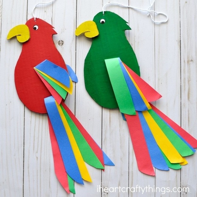 Colorful And Fun Twirling Parrot Craft