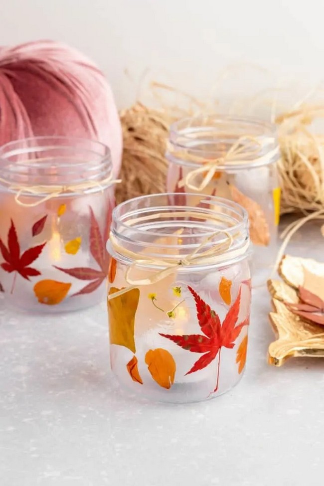 DIY Pressed Fall Leaf Jars