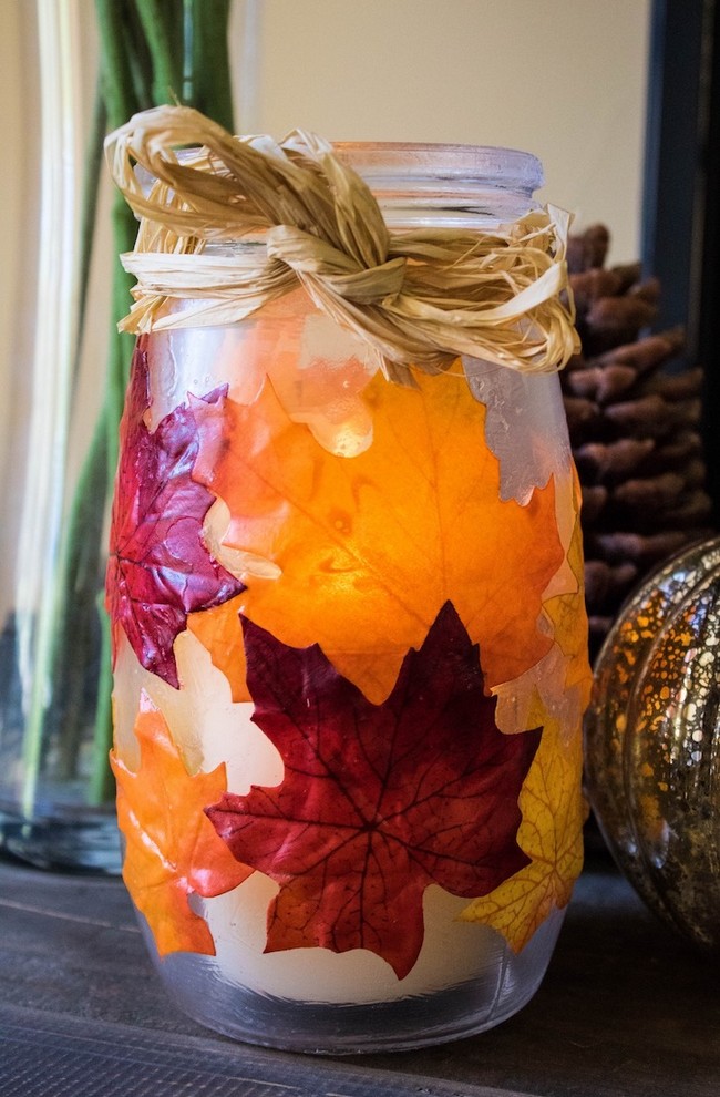 Easy Homemade Fall Leaf Candle Holder