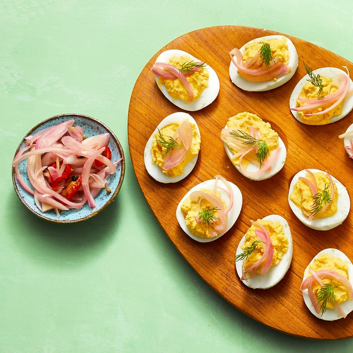 Deviled Eggs With Pickled Shallots