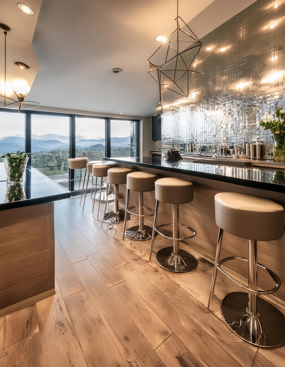 Bar by adding a Mirrored Backsplash