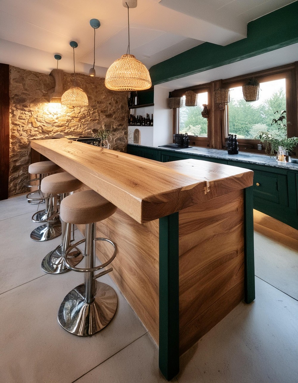 Best Basement Bar by adding Live Edge Bar Counter