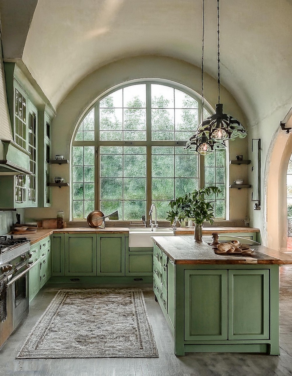 Arched Window Rustic Kitchen