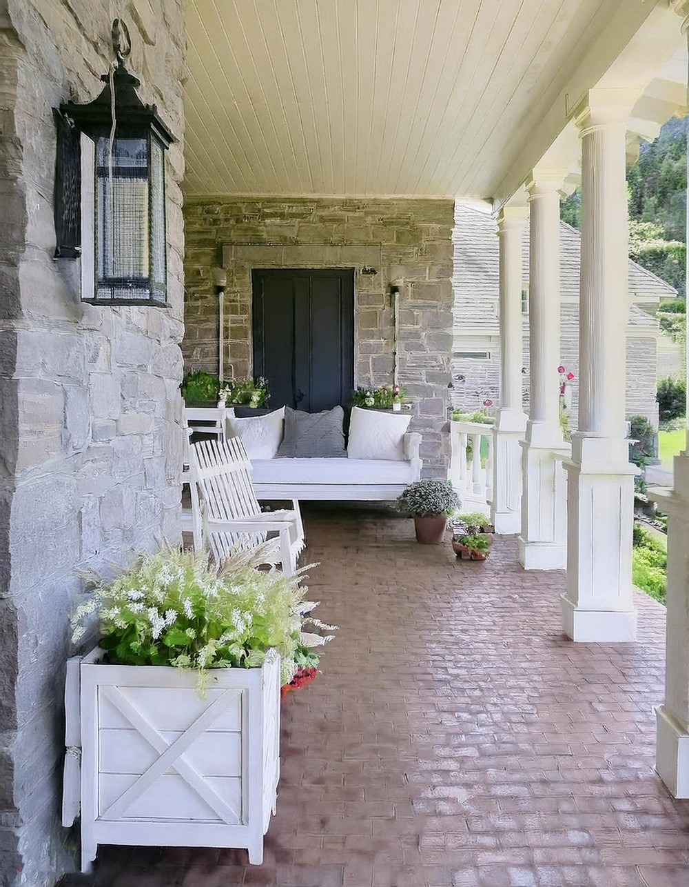 Beautiful Front Porch With Cozy Seats
