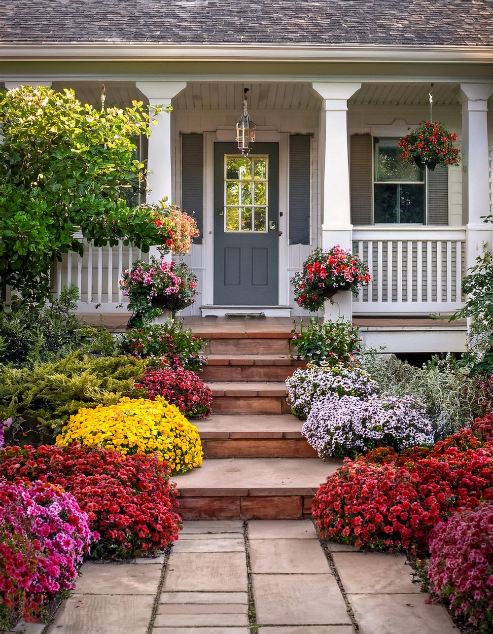 Pretty Flower Garden Front Porch