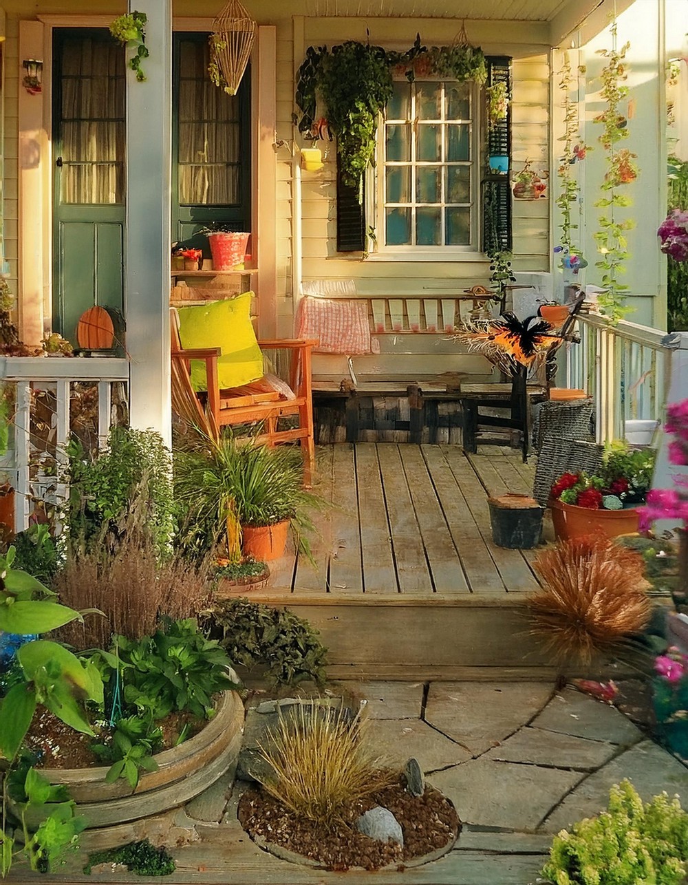 Vintage Long Front Porch